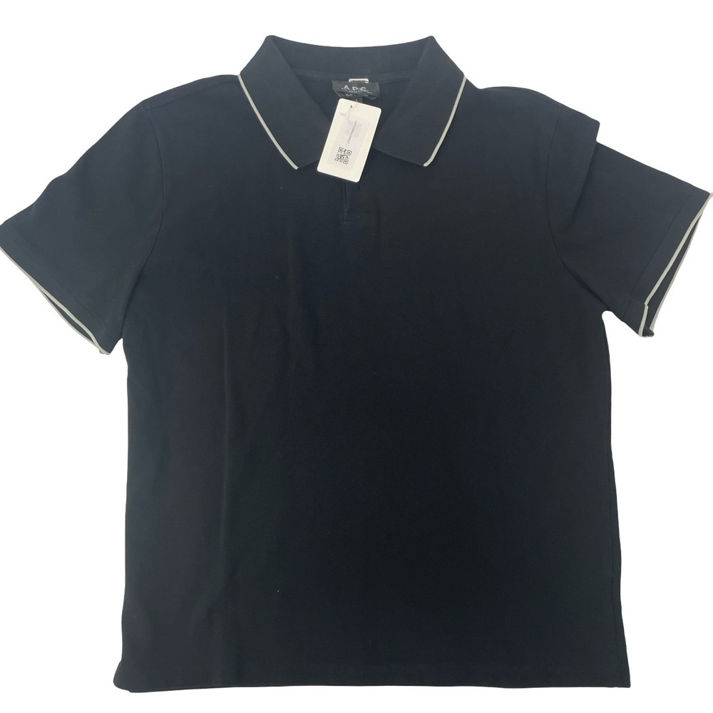 A.P.C. Men's Polo Shirt Modern Black Cotton Large